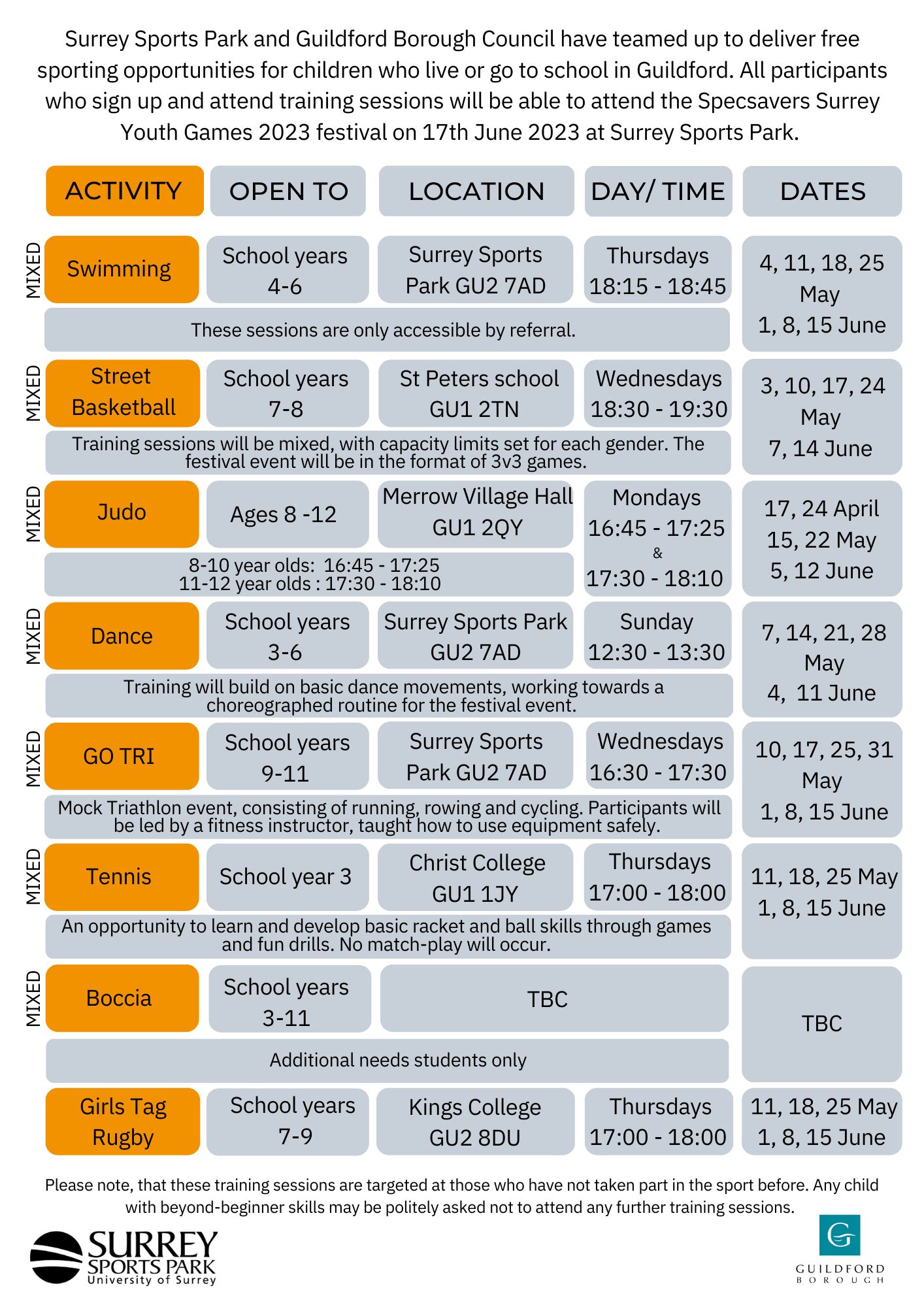 Surrey Sports Park is hosting Surrey Youth Games 2023!